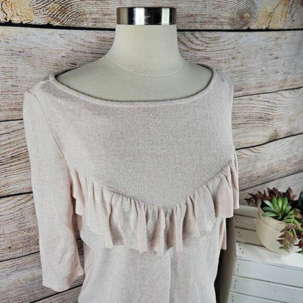 Retro Threads Ruffle Detail Light Pink Sweater Size Medium - Picture 3 of 5